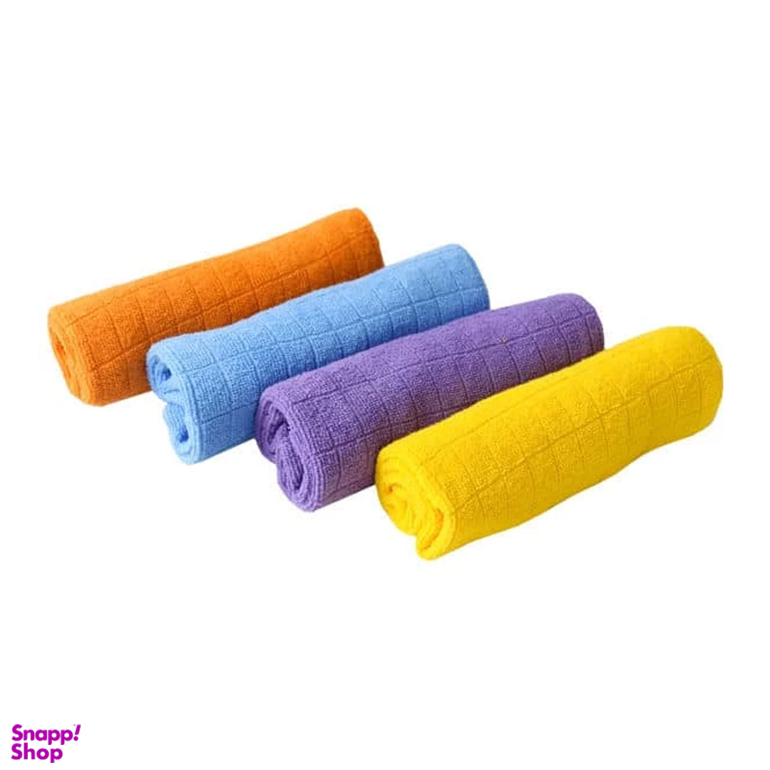 دستمال میکروفایبر نظافت خودرو مدل A2345 مجموعه 4 عددی