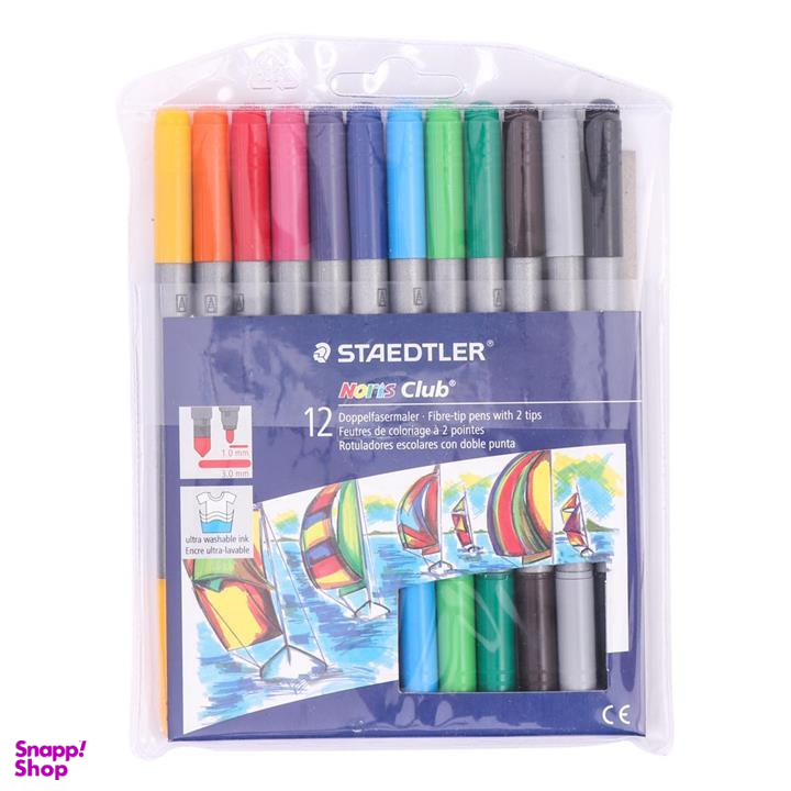 ماژیک نقاشی استدلر (Staedtler) مدل دوسر نوریس کلاب 320NWP12 بسته 12 رنگ