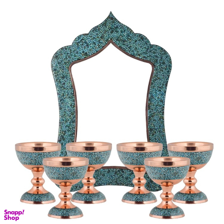 ست هفت سین سنگاب و آینه فیروزه کوبی آقاجانی مدل F005 کد 2 مجموعه 7 عددی