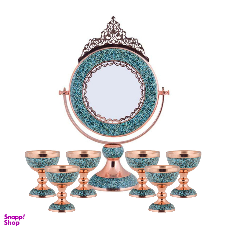 ست هفت سین سنگاب و آینه فیروزه کوبی آقاجانی (Aghajani) کد 5 مجموعه 7 عددی