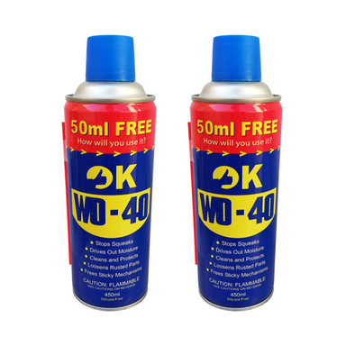 اسپری روان کننده اوکی مدل WD-40 حجم 450 میلی لیتر بسته 2 عددی