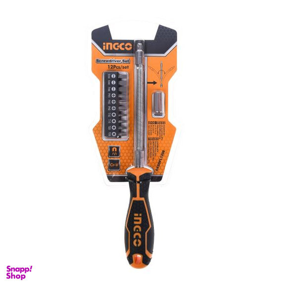 مجموعه 12 عددی پیچ گوشتی بیت فنری اینکو مدل AKSDFL1208