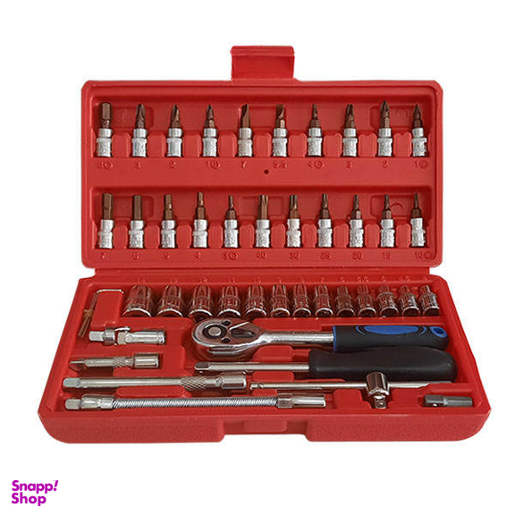 آچار و سری بکس اسرانوی مدل DI-SR.1446 سایز 1.4 اینچ مجموعه 46 عددی