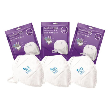 ماسک تنفسی ریما مدل بدون سوپاپ نانوالیاف +FFP3 i99 بسته 3 عددی
