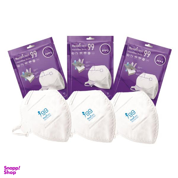 ماسک تنفسی ریما مدل بدون سوپاپ نانوالیاف +FFP3 i99 بسته 3 عددی