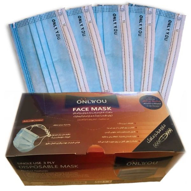 ماسک تنفسی اونلی یو مدل سه لایه CVLblu 507 بسته 900 عددی