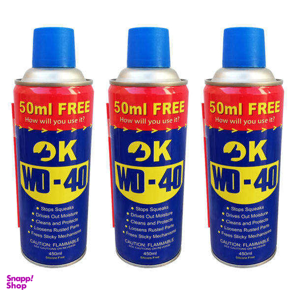 اسپری روان کننده اوکی مدل WD-40 زنگ بر حجم 450 میلی لیتر بسته 3 عددی