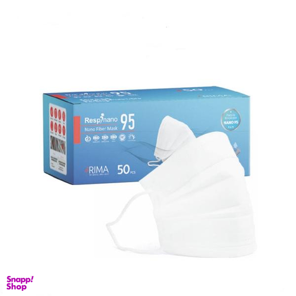 ماسک تنفسی ریما مدل سه لایه نانوالیاف N95 رسپی نانو بسته 50 عددی