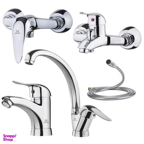ست شیرآلات شادان مدل FR-5X مجموعه 4 عددی به همراه شلنگ توالت