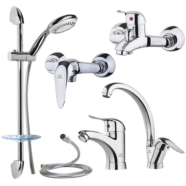 شیرآلات شادان مدل FR-6X مجموعه 4 عددی به همراه شلنگ توالت و دوش حمام