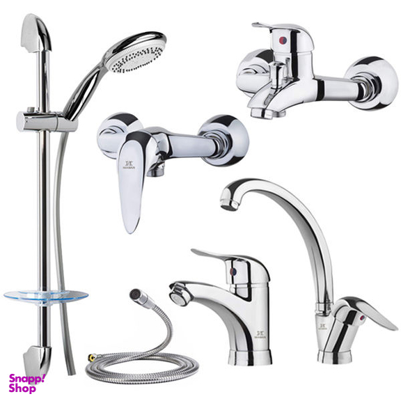 شیرآلات شادان مدل FR-6X مجموعه 4 عددی به همراه شلنگ توالت و دوش حمام