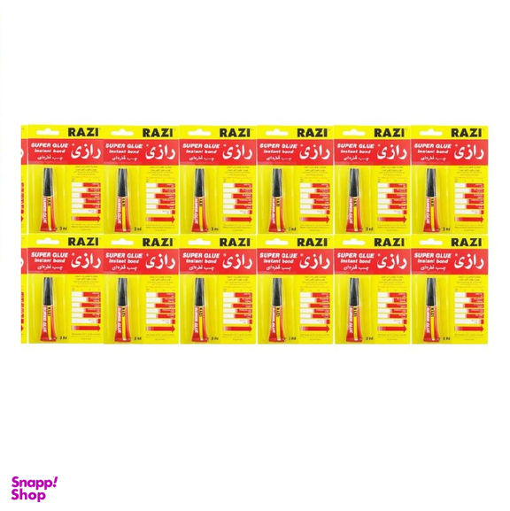 چسب قطره ای رازی مدل Super Glue حجم 3 میلی‌ لیتر مجموعه 12 عددی