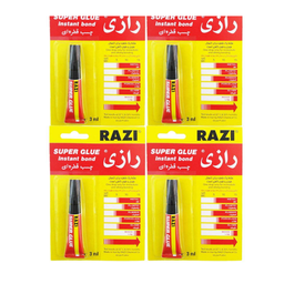چسب قطره ای رازی مدل Super Glue حجم 3 میلی لیتر مجموعه 4 عددی