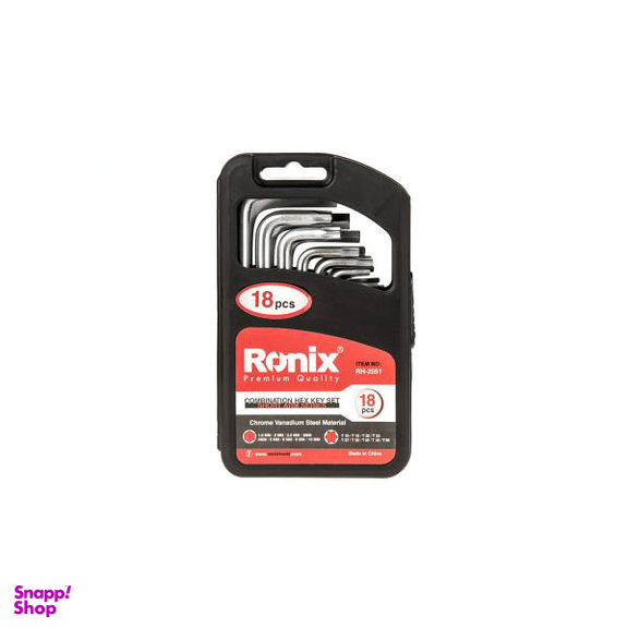 آچار آلن و ستاره ای رونیکس (Ronix) مدل Rh-2051 مجموعه 18 عددی