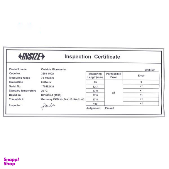 میکرومتر بیرون سنج اینسایز (Insize) مدل 100A-3203