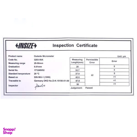 میکرومتر بیرون سنج اینسایز (Insize) مدل 50A-3203