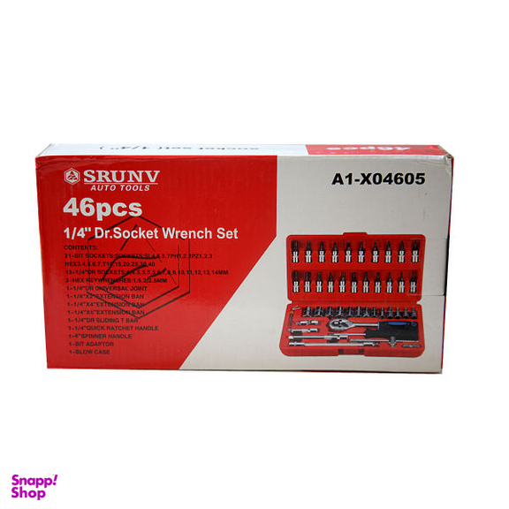 آچار و سری بکس و پیچ گوشتی اسرانوی (Srunv) مدل A1-X04605 مجموعه 46 عددی