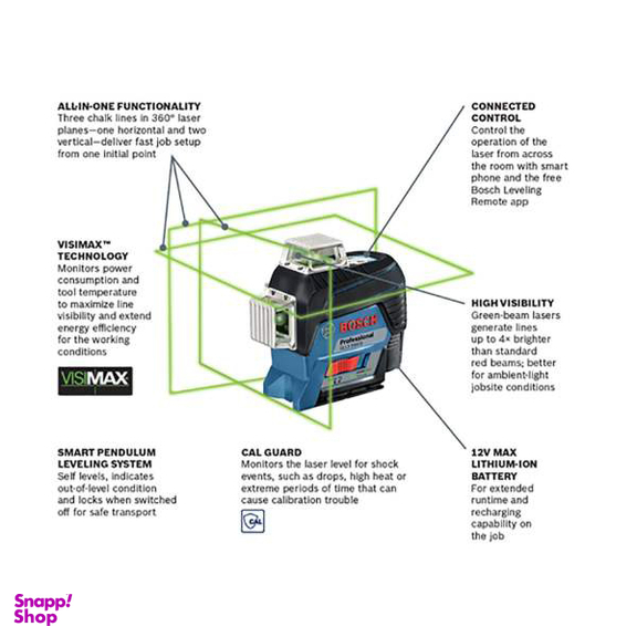 تراز لیزری نور سبز بوش (Bosch) مدل Gll 3-80 Cg L-Boxx