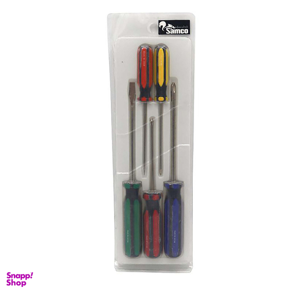 پیچ گوشتی دوسو و چهارسو سامکو (Samco) مدل YP-JAPAN-05 مجموعه 5 عددی