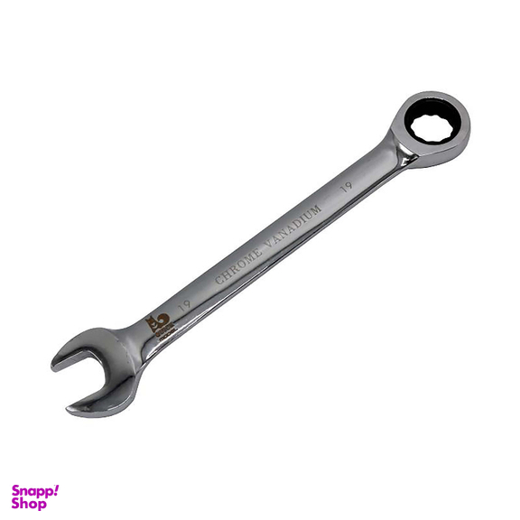 آچار یکسر تخت و یکسر رینگی جغجغه‌ ای مدل کوییک کد YP-HC-019 سایز 19 میلی متر