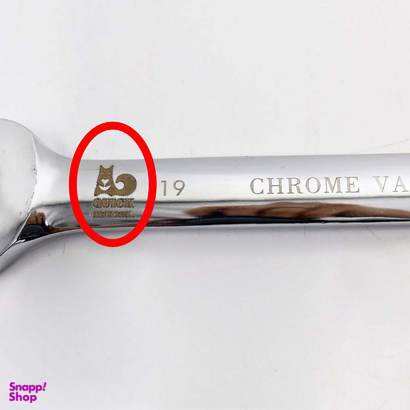 آچار یکسر تخت و یکسر رینگی جغجغه‌ ای مدل کوییک کد YP-HC-019 سایز 19 میلی متر