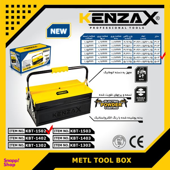 جعبه ابزار کنزاکس (Kenzax) مدل KBT-1502