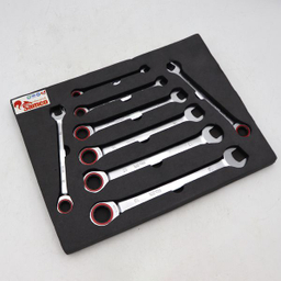 آچار یکسر تخت و یکسر رینگی جغجغه ای سامکو مدل YP-AT-8-19MM مجموعه 8 عددی