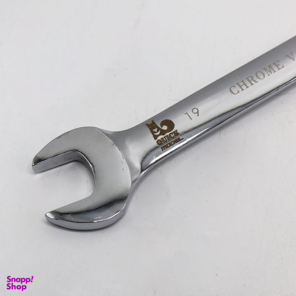 آچار یکسر تخت و یکسر رینگی جغجغه ای کوییک مدل کد YP-HC-019 سایز 19 میلی متر