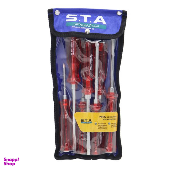 پیچ گوشتی ضربه خور دوسو و چهارسو اس تی ای (S.T.A) مدل YP-07S مجموعه 7 عددی