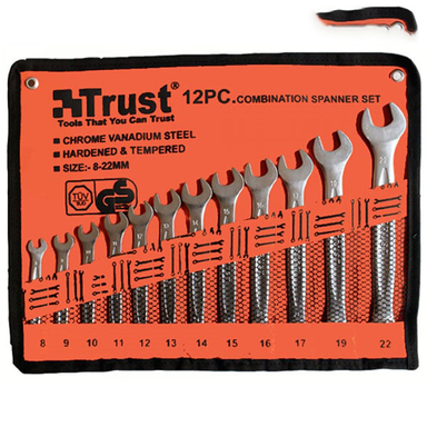 آچار یک سر تخت یک سر رینگ تراست (Trust) مدل C-12PCS-SET مجموعه 12 عددی