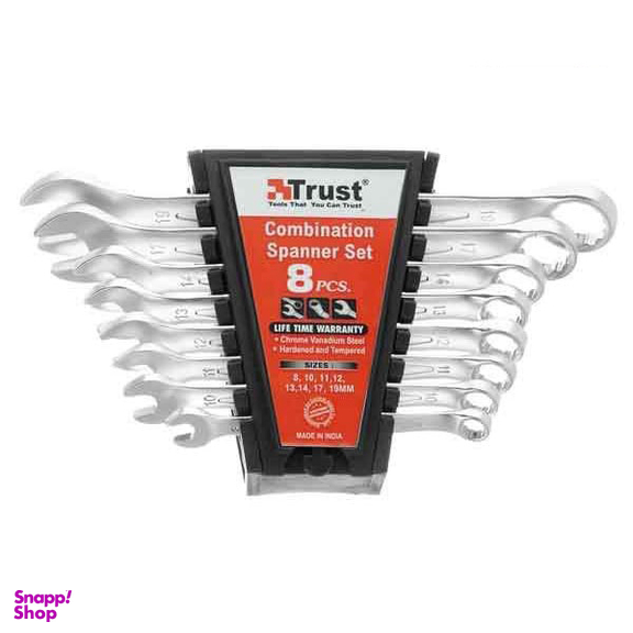آچار یک سر رینگ یک سر تخت تراست (Trust) مدل C-8PCS-SET-P مجموعه 8 عددی