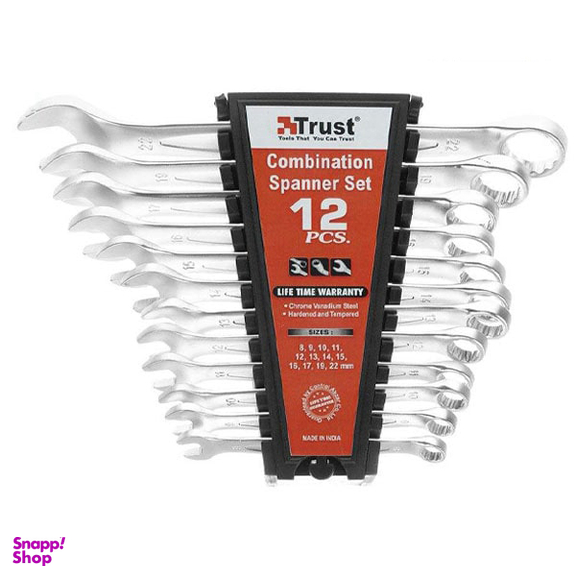 آچار یک سر تخت یک سر رینگ تراست (Trust) مدل C-12PCS-SET-P مجموعه 12 عددی