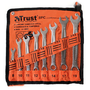 آچار یک سر رینگ یک سر تخت تراست (Trust) مدل C-8PCS-SET مجموعه 8 عددی