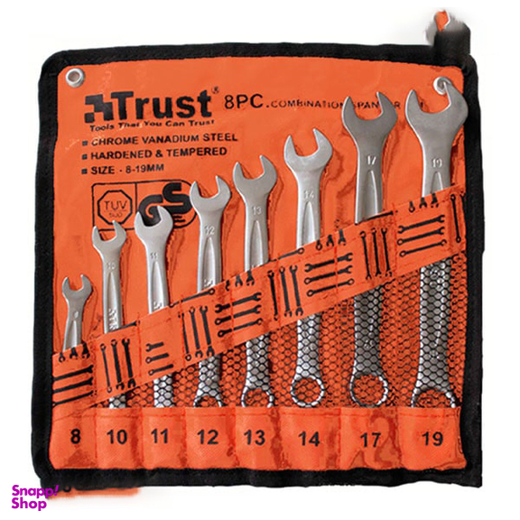 آچار یک سر رینگ یک سر تخت تراست (Trust) مدل C-8PCS-SET مجموعه 8 عددی