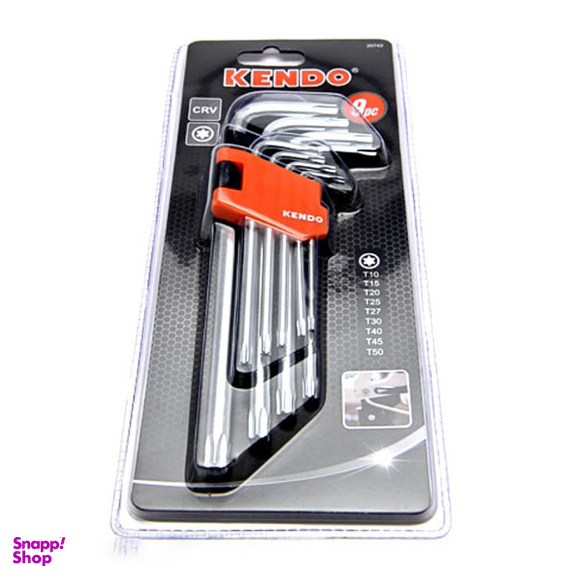 آچار آلن ستاره ای کارتی بلند کندو (Kendo) مدل KE-20742 مجموعه 9 عددی