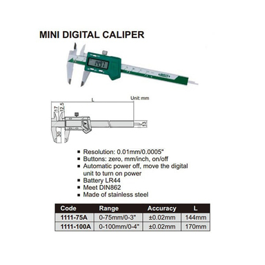 کولیس دیجیتال اینسایز (Insize) مدل 1111-75 سایز 7.5 سانتی متر
