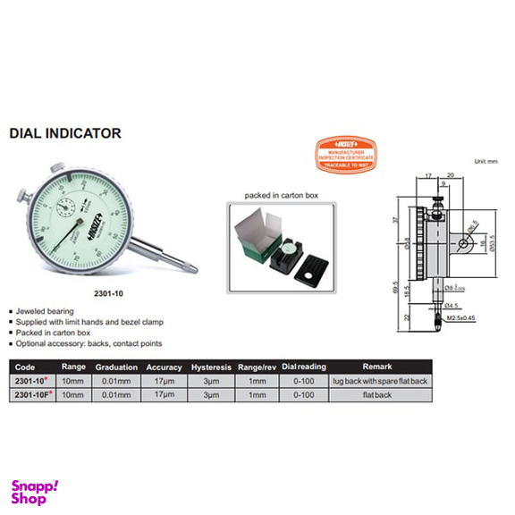 ساعت اندیکاتور اینسایز (Insize) مدل 10-2301