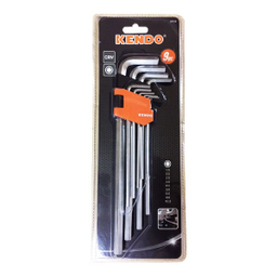 آچار آلن شش گوش کارتی فوق بلند کندو (Kendo) مدل 20733 مجموعه 9 عددی