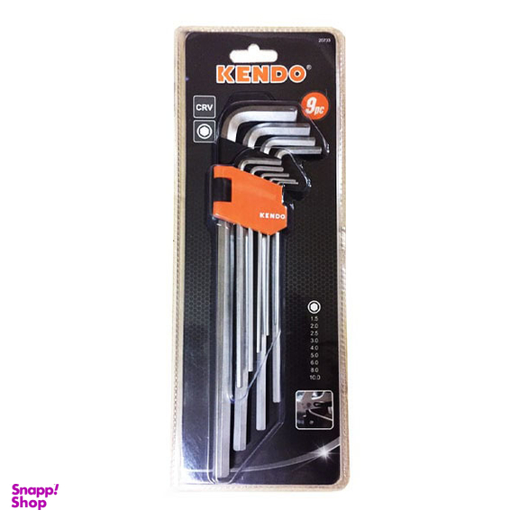 آچار آلن شش گوش کارتی فوق بلند کندو (Kendo) مدل 20733 مجموعه 9 عددی