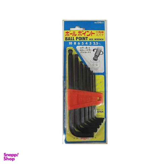 آچار آلن سر گرد کارتی بلند ایت (Eight) مدل 016-1 مجموعه 7 عددی