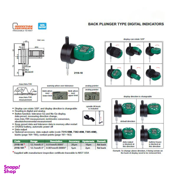 ساعت اندیکاتور دیجیتال اینسایز (Insize) مدل 10-2118