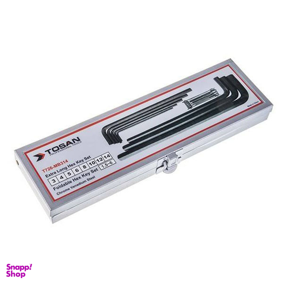 آچار آلن شش گوش چاقویی بلند توسن (Tosan) مدل T726-MB314 مجموعه 15 عددی