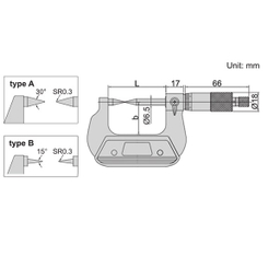 میکرومتر سوزنی خارج سنج اینسایز (Insize) مدل 3230-25BA سایز 25-0 میلی متر