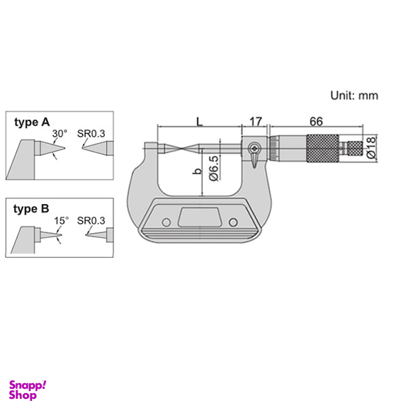 میکرومتر سوزنی خارج سنج اینسایز (Insize) مدل 3230-25BA سایز 25-0 میلی متر
