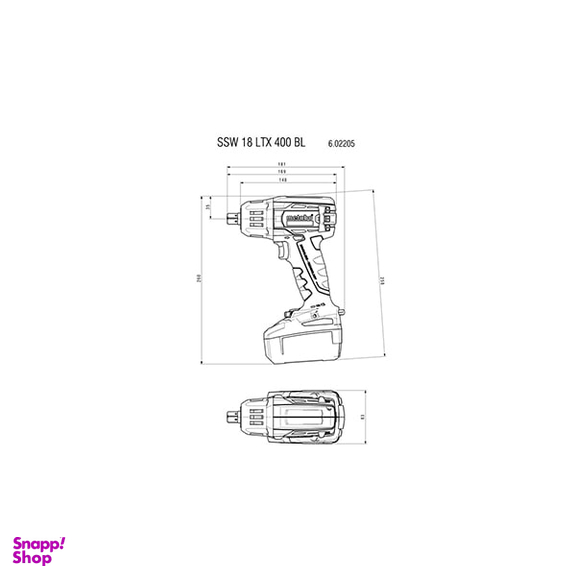 بکس شارژی 1.2 اینچ 18 ولت لیتیوم متابو (Metabo) مدل SSW 18 LTX 400 BL
