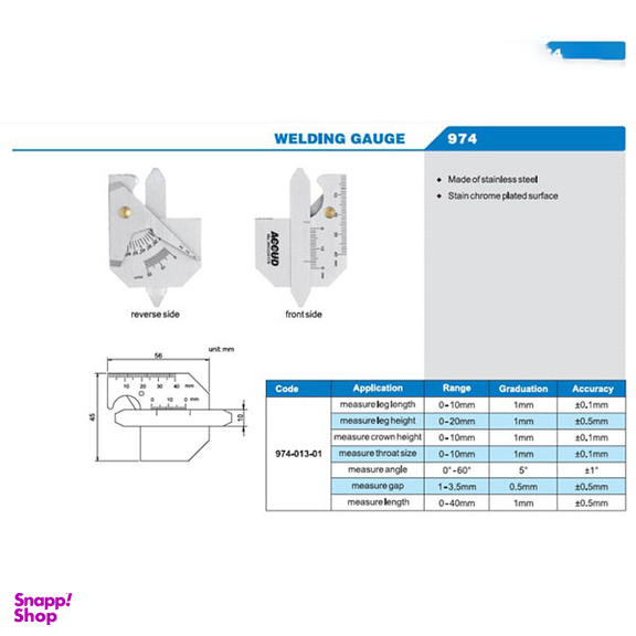 گیج جوشکاری آکاد (Accud) مدل 01-013-974