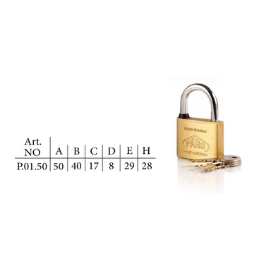 قفل آویز برنجی گرده ماهی دو زبانه پارس (Pars) مدل P01-50