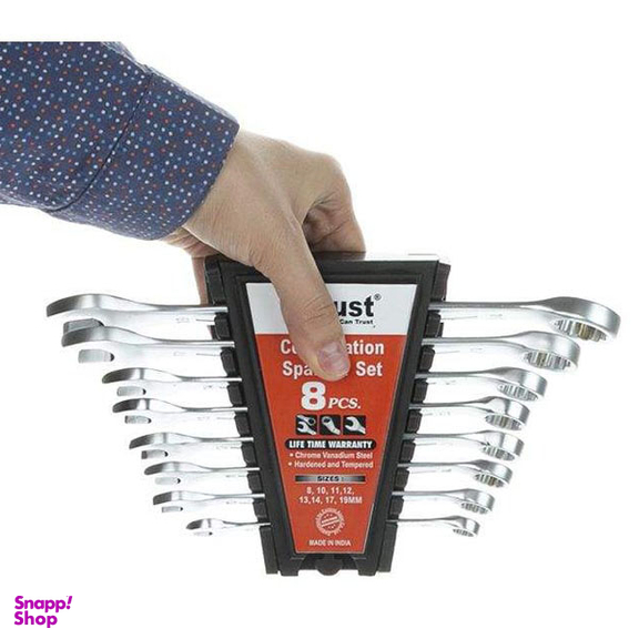 آچار یک سر رینگ یک سر تخت تراست (Trust) مدل C-8PCS-SET-P مجموعه 8 عددی