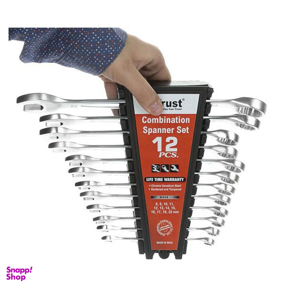 آچار یک سر تخت یک سر رینگ تراست (Trust) مدل C-12PCS-SET-P مجموعه 12 عددی