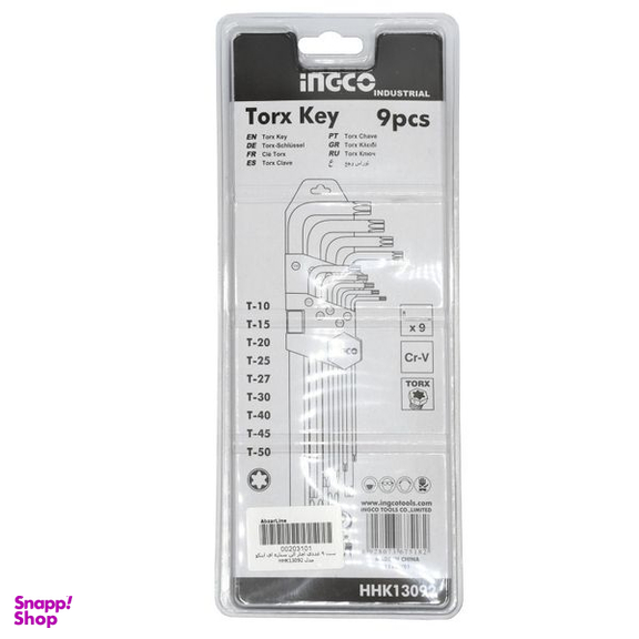 آچار آلن ستاره ای اینکو (Ingco) مدل H-H-K-13092 مجموعه 9 عددی